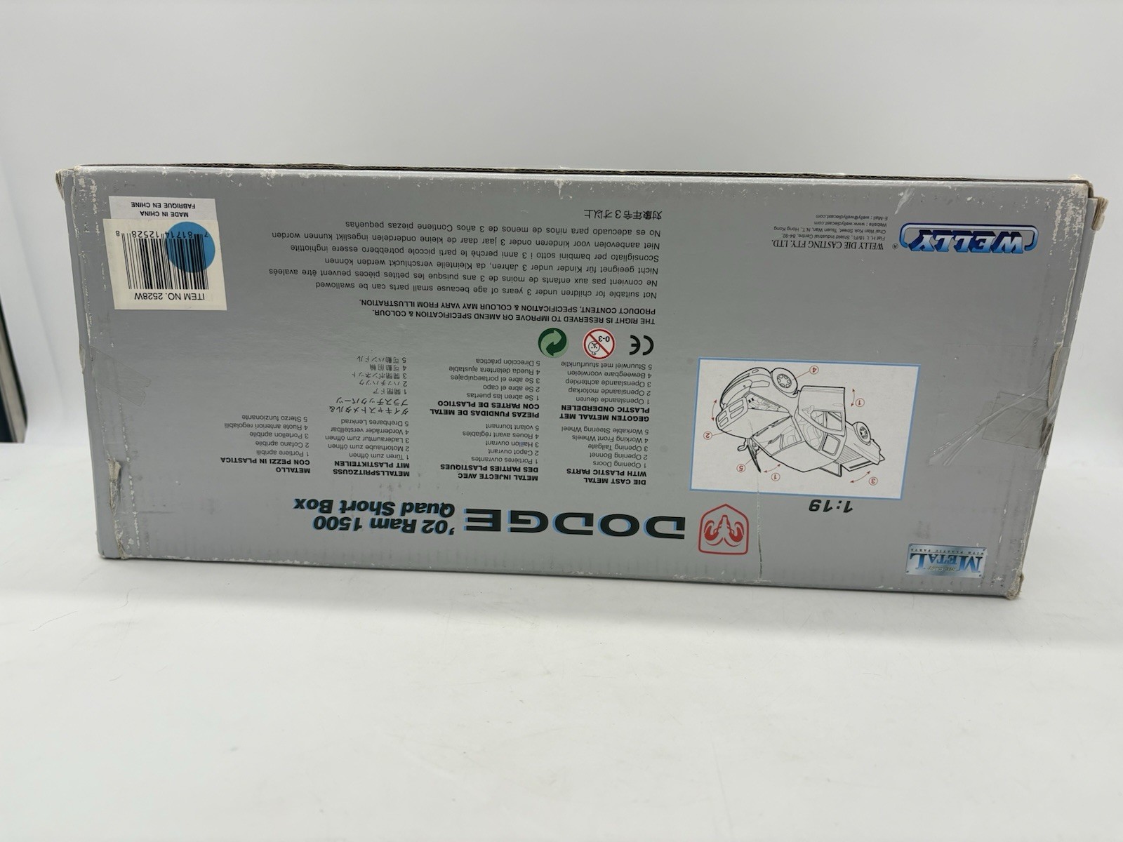 Welly 2002 Dodge Ram 1500 Quad Short Box Diecast Pickup Truck 1:19 W Box – Blue