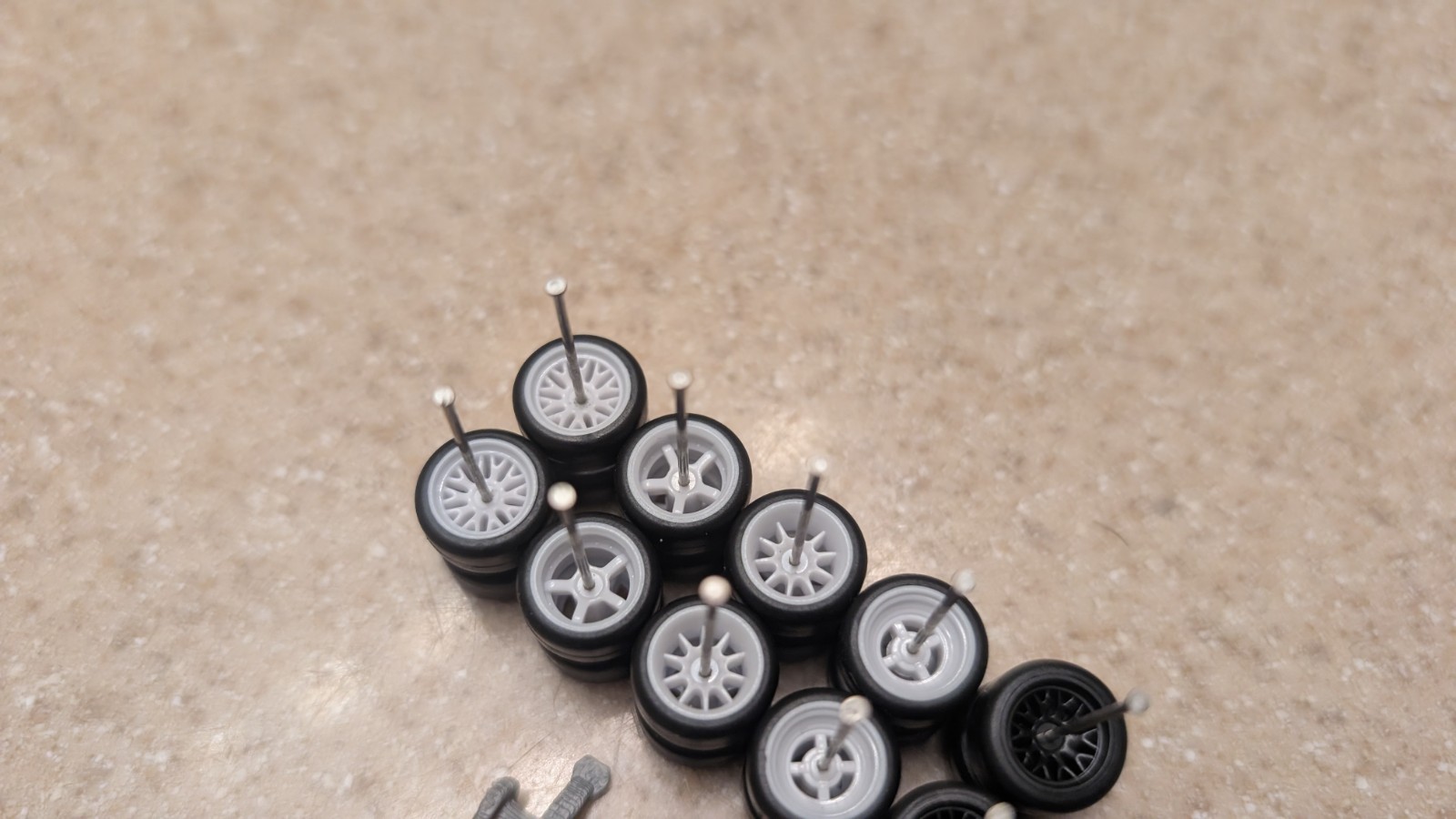 5 Hot custom swap sets Real Riders Wheels White Rims Rubber Tire 1/64 JDM 10.8