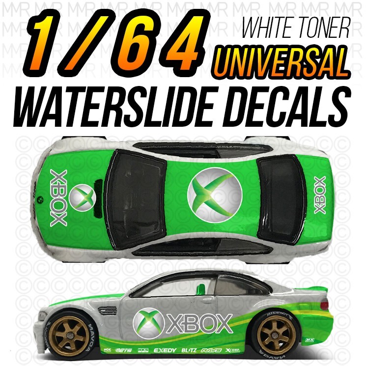 1/64 Scale PLAYSTATION XBOX White Toner Universal WaterSlide Decals Hot Wheel