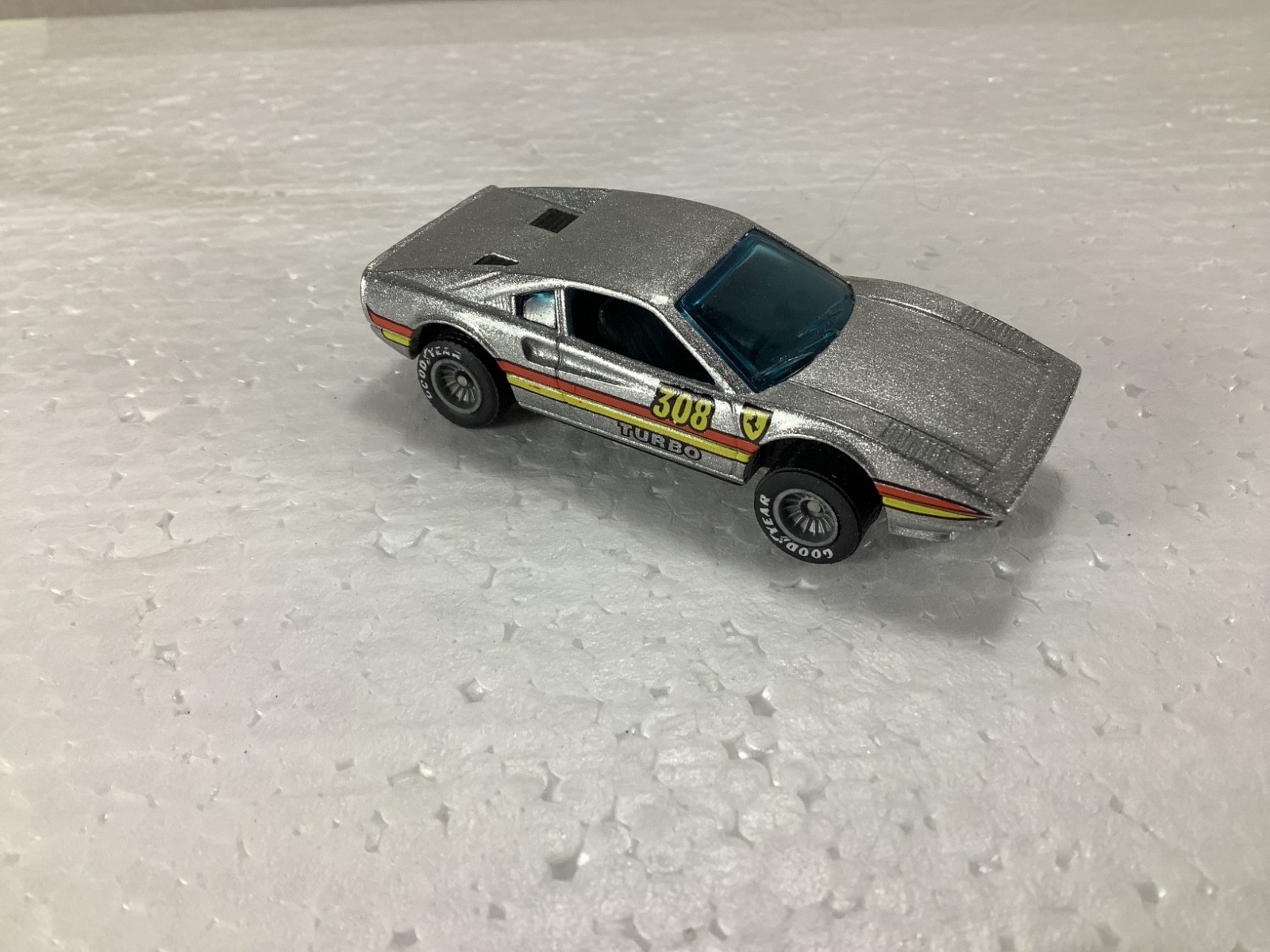 1982 Hot Wheels Metalflake Gray FERRARI Racebait 308 w/ Goodyear Real Riders
