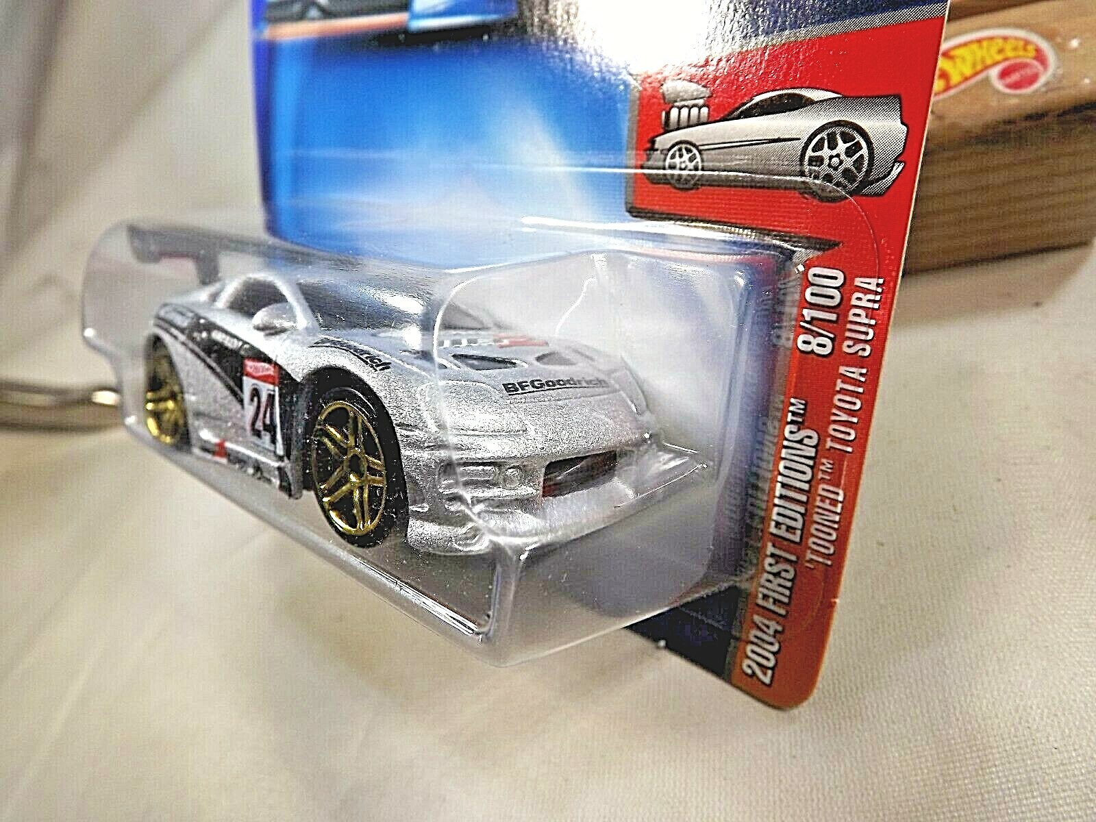 2004 Hot Wheels #8 First Editions ‘Tooned TOYOTA SUPRA Silver Black-Base Variant