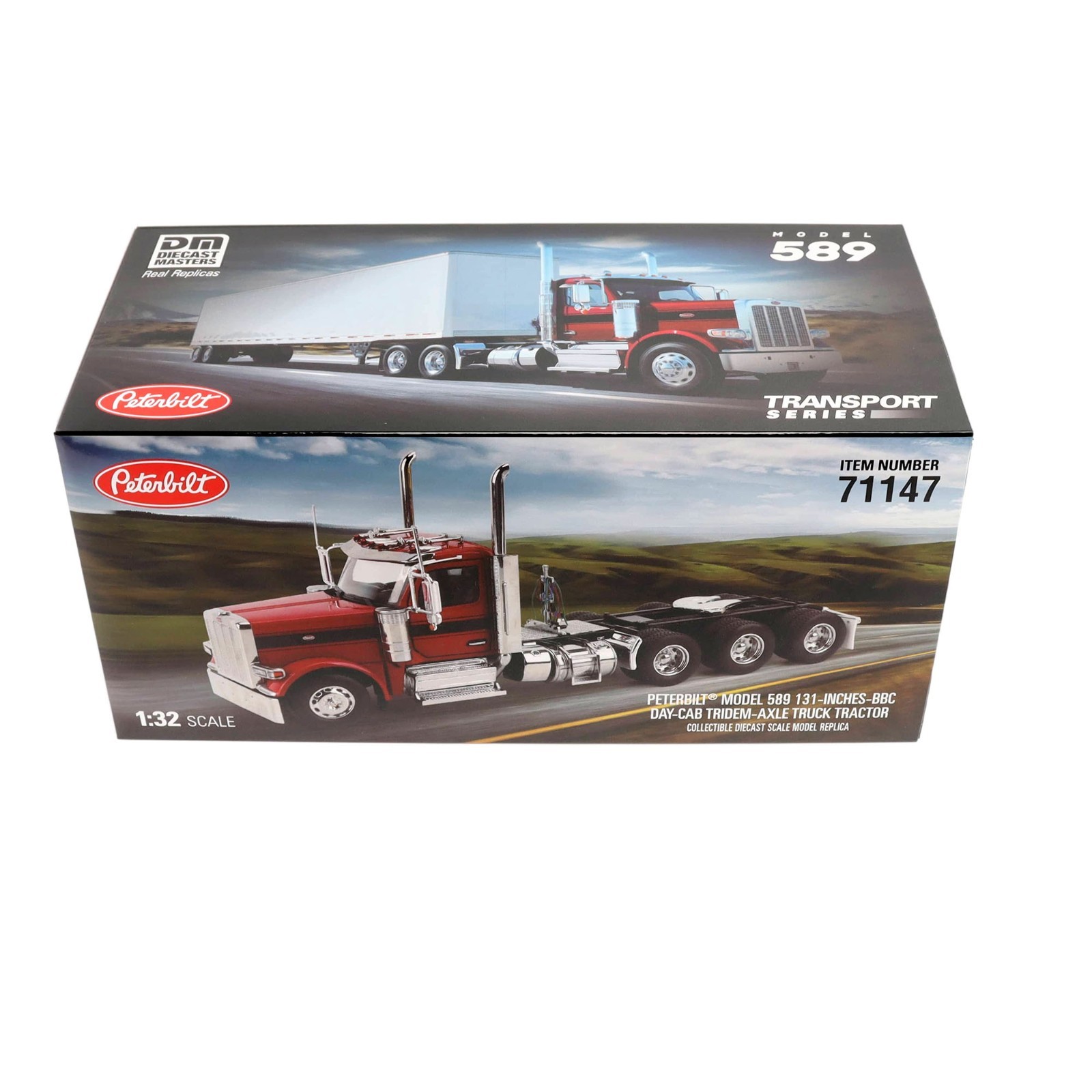 PETERBILT 589 TRUCK TRACTOR W/DAY CAB LEGENDARY RED 1/32 DIECAST MASTERS 71147