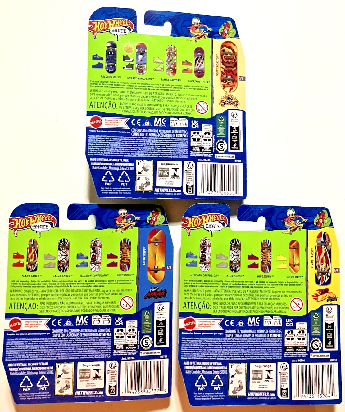 Hot Wheels ~ SKATE ~ Fingerboard Skateboard ~ 3 SERIES ~ Lot Of 3 ~ BRAND NEW