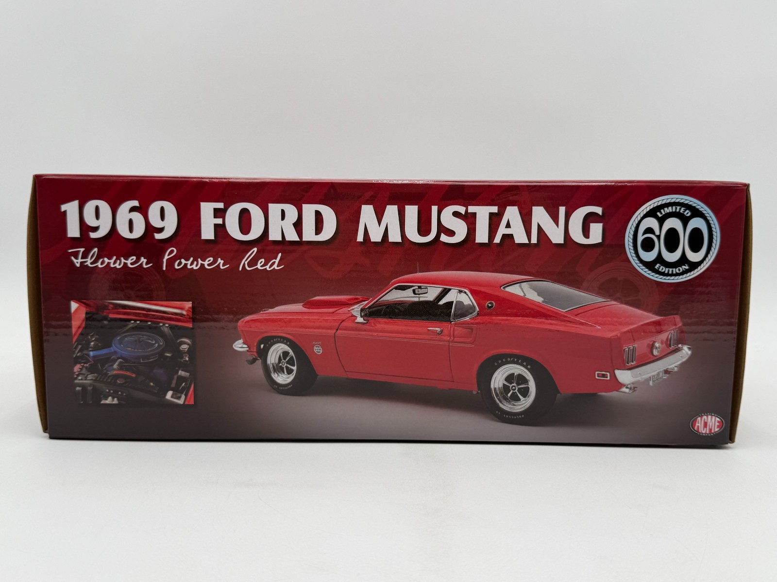 ACME SPECIAL ONLY 69 MADE – 1:18 1969 Ford Mustang 600 FLWR PWR RED – A1801890VT