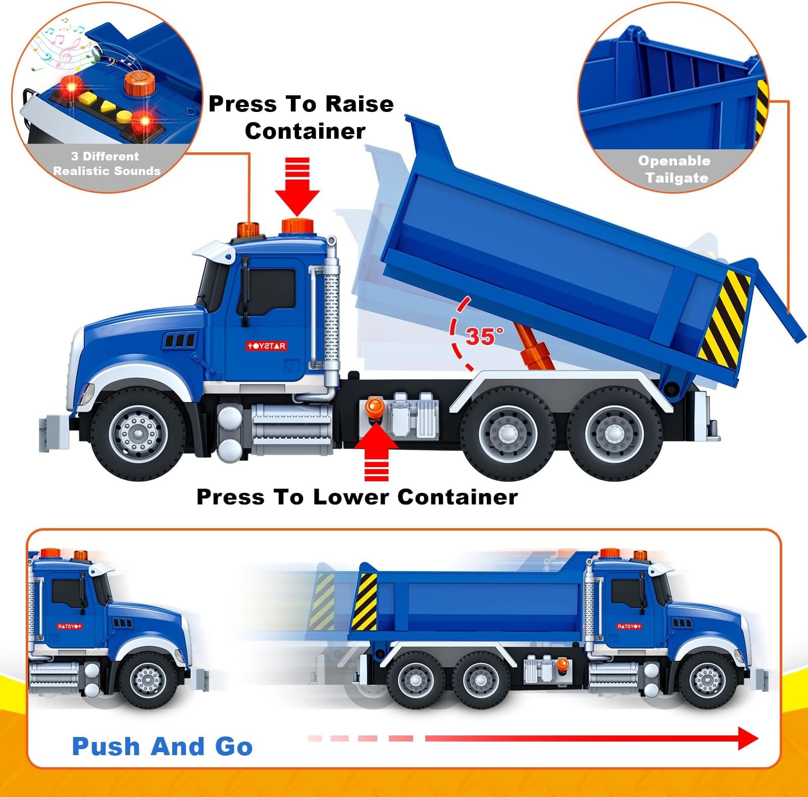 Bstoyder Kids Toys for 3 4 5 6 7 8 Years Old Boys, Large Dump Truck Toy with …