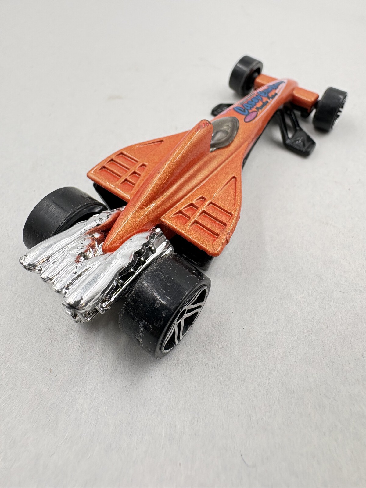 2001 Hot Wheels Greased Lightnin’ #131 Pearl Orange Casey Erin Racing Loose