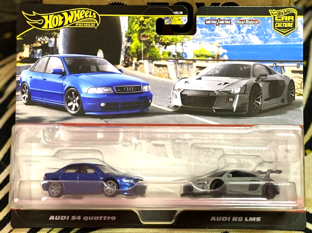 Hot Wheels Premium Car Culture Twin 2 Pack Audi S4 Quattro & Audi R8 LMS