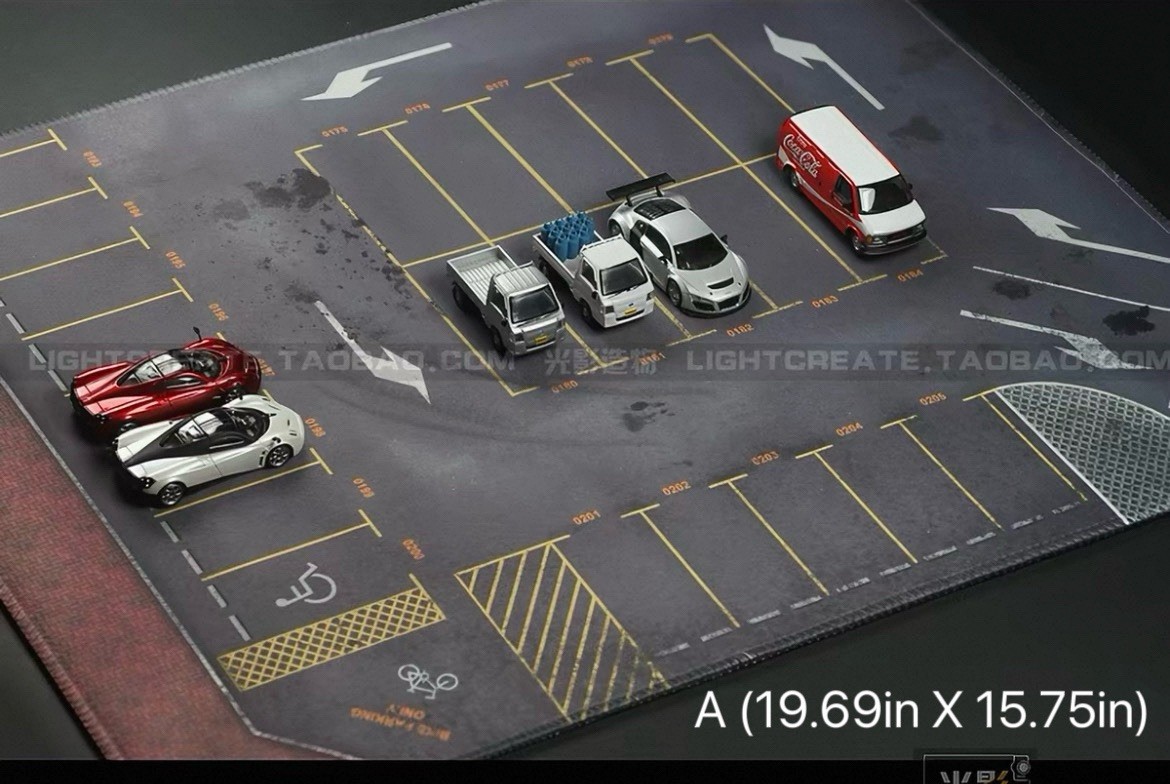 1:64 Parking Lot Mouse Pad Mat Model Car Vehicle Scene Display Large Garage Toys