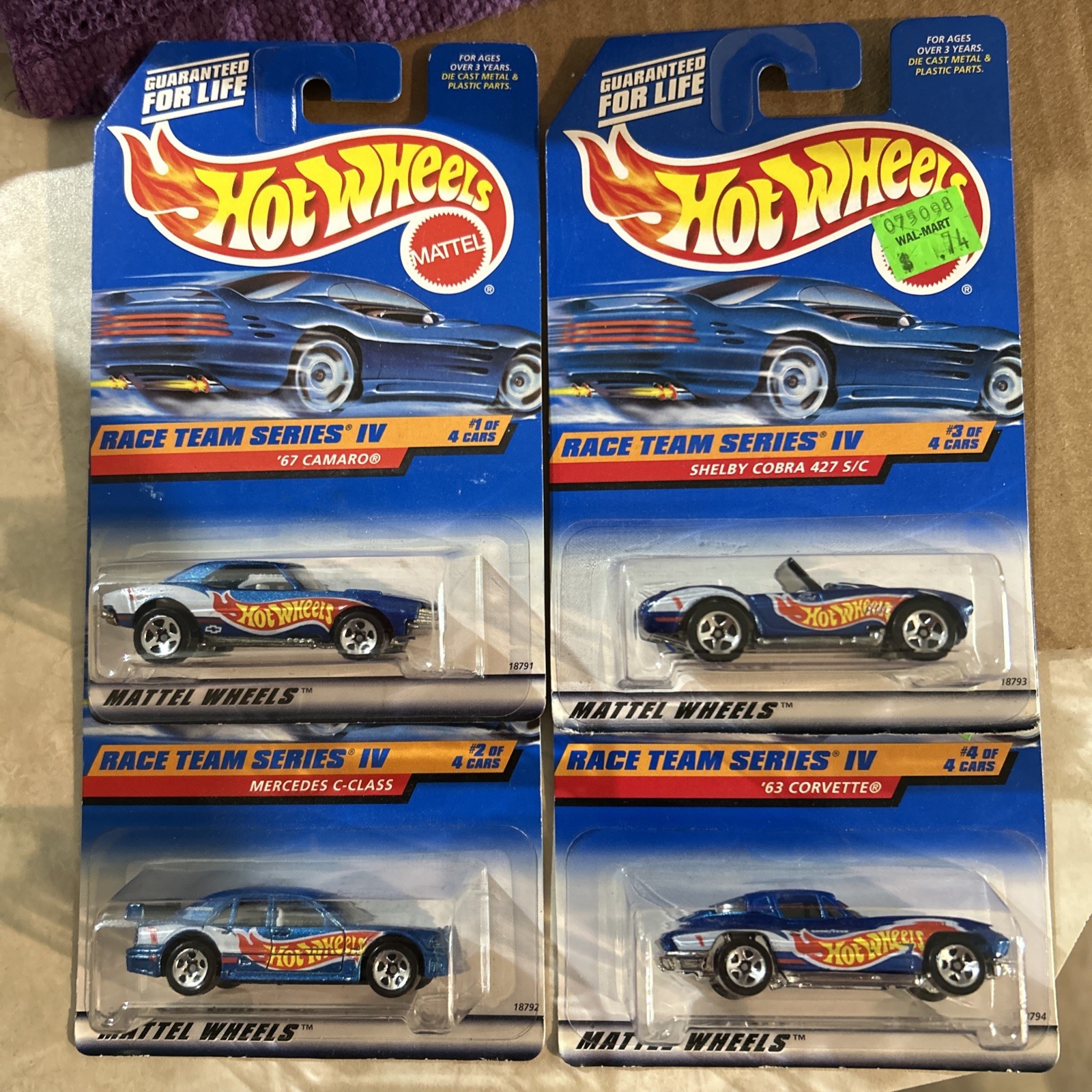 1998 Hot Wheels Race Team Series IV Complete Set Of #1-4