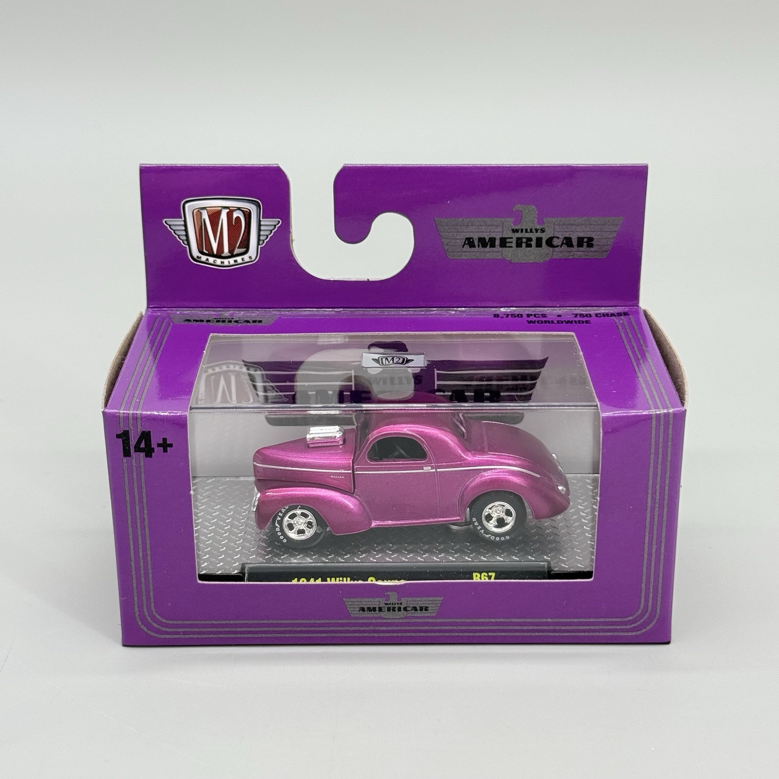 2023 M2 Machines 1941 Willys Coupe Detroit Muscle Purple R67 1:64 Diecast Car