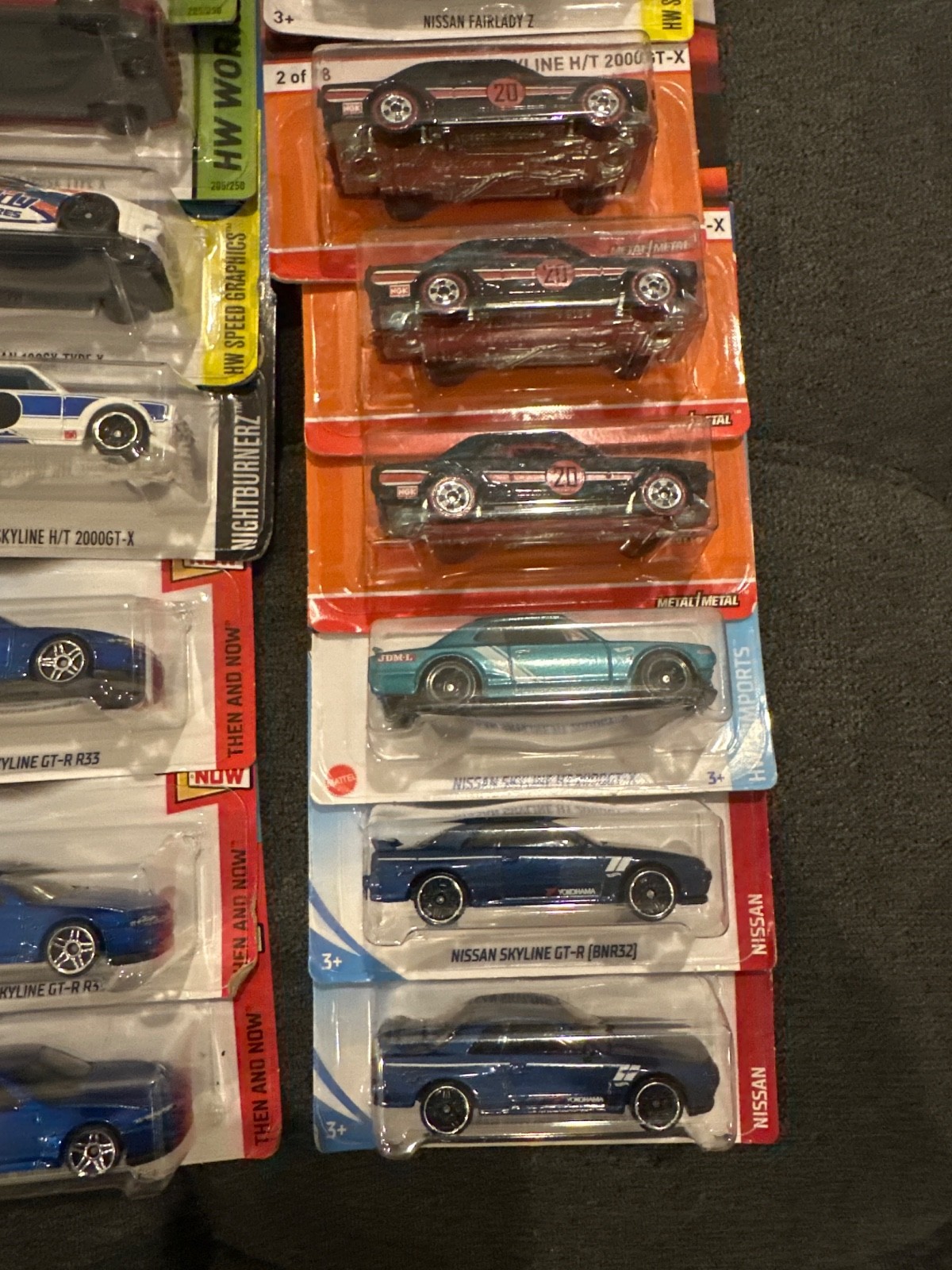 Variety of Nissan Hot Wheels, Skyline GT-R 30, 32, 34, 35 and more.