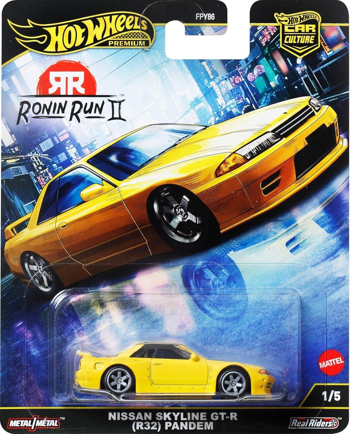 Hot Wheels 2025 Premium Car Culture Ronin Run II Nissan GT-R R32 Pandem Yellow