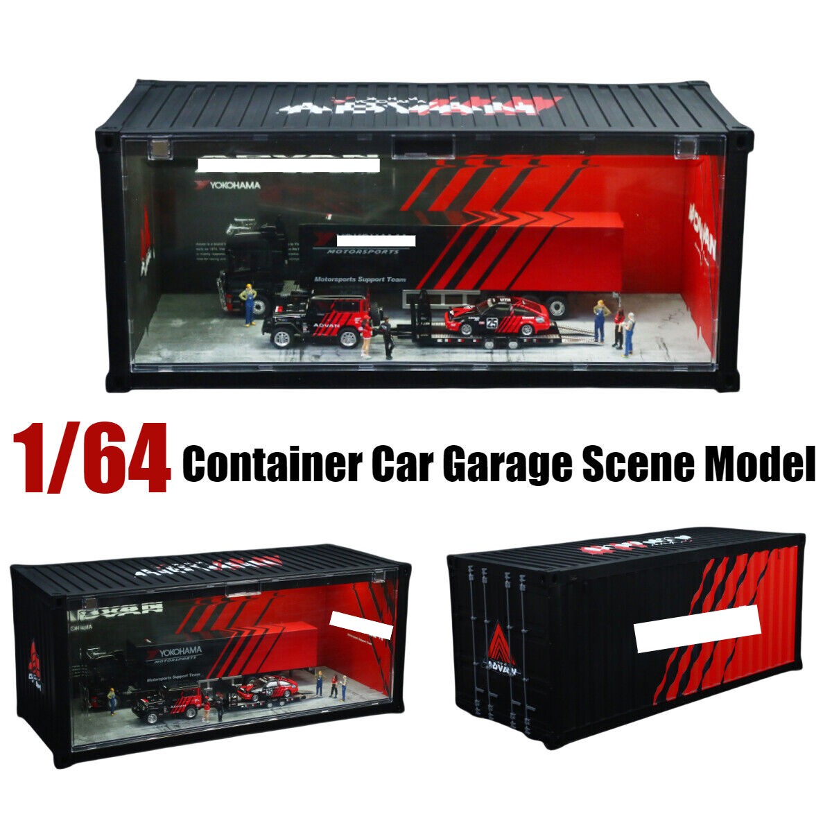 1/64 Diorama Diecast Model LED Garage Container Street Buildings Display Case