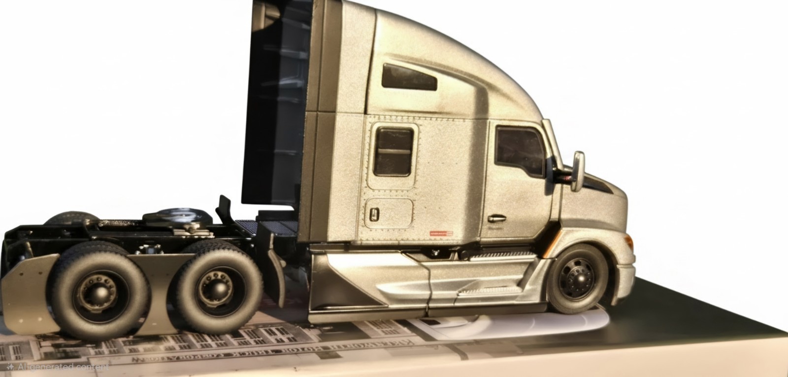 Kenworth 100 T680 1:32 Diecast Semi Truck Model Silver/Black Opening Hood/Doors