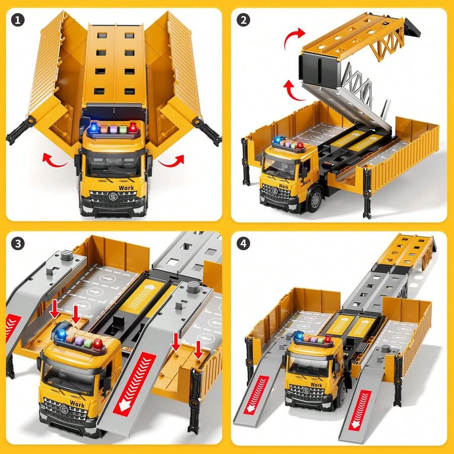 Kids Construction Truck Toys 3-8 Years, Carrier Crane Light Sound