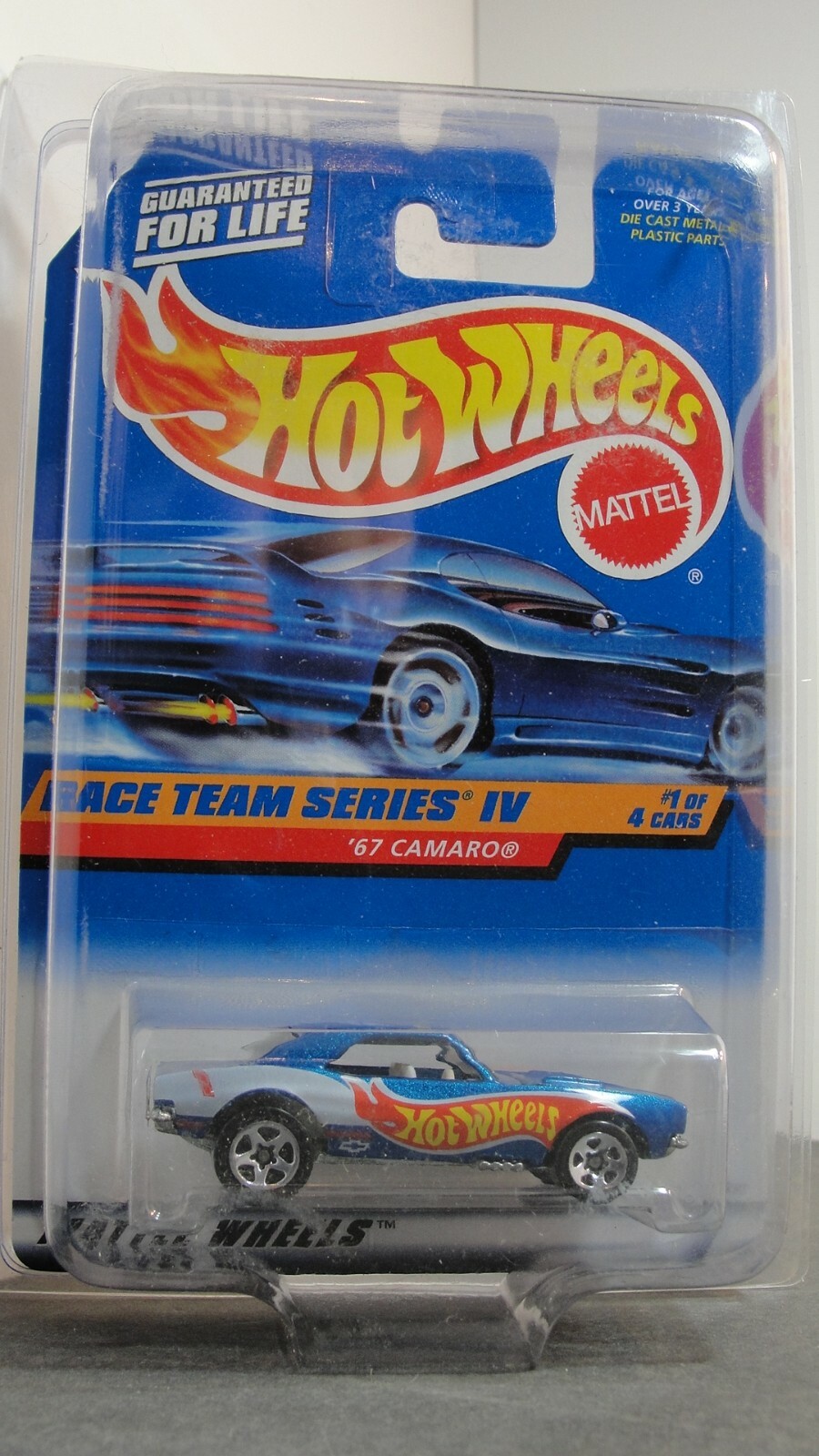 1998 Hot Wheels #725 Race Team Series IV 1/4 ’67 CAMARO Blue w/5Sp Malaysia Base