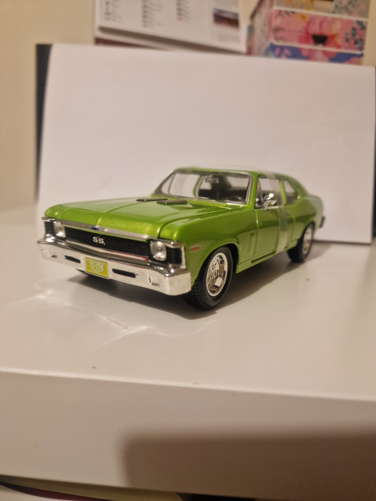 1:24 1970 Chevrolet Nova SS Green Alloy Diecast Car Model KidsAdults Collectible