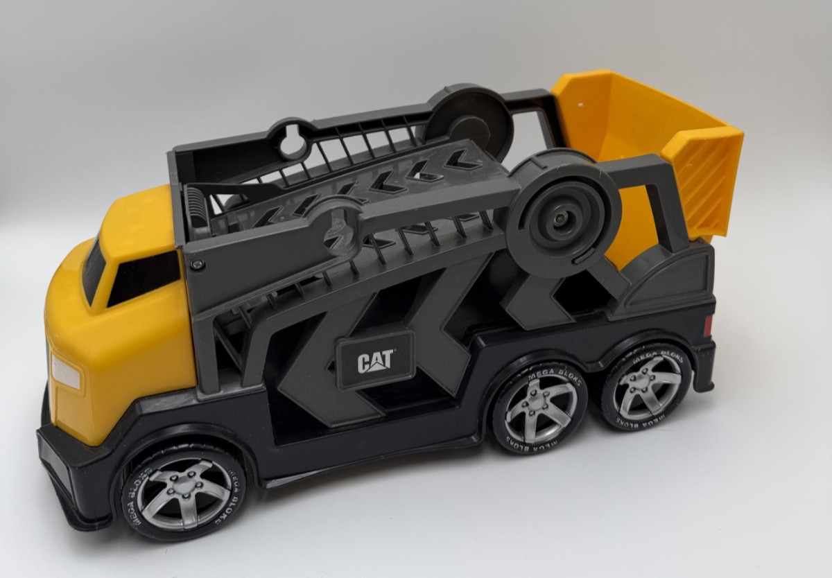 16″ CAT Caterpillar Constructor Storage Trailer Toy PUSH YELLOW TRUCK