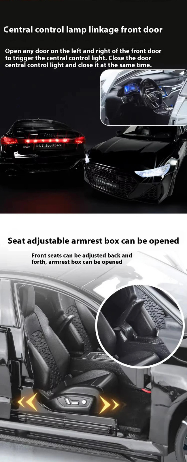 1:18 Audi RS7 Sportback Alloy Diecast Model Car Collectible Miniature Toy Birthd