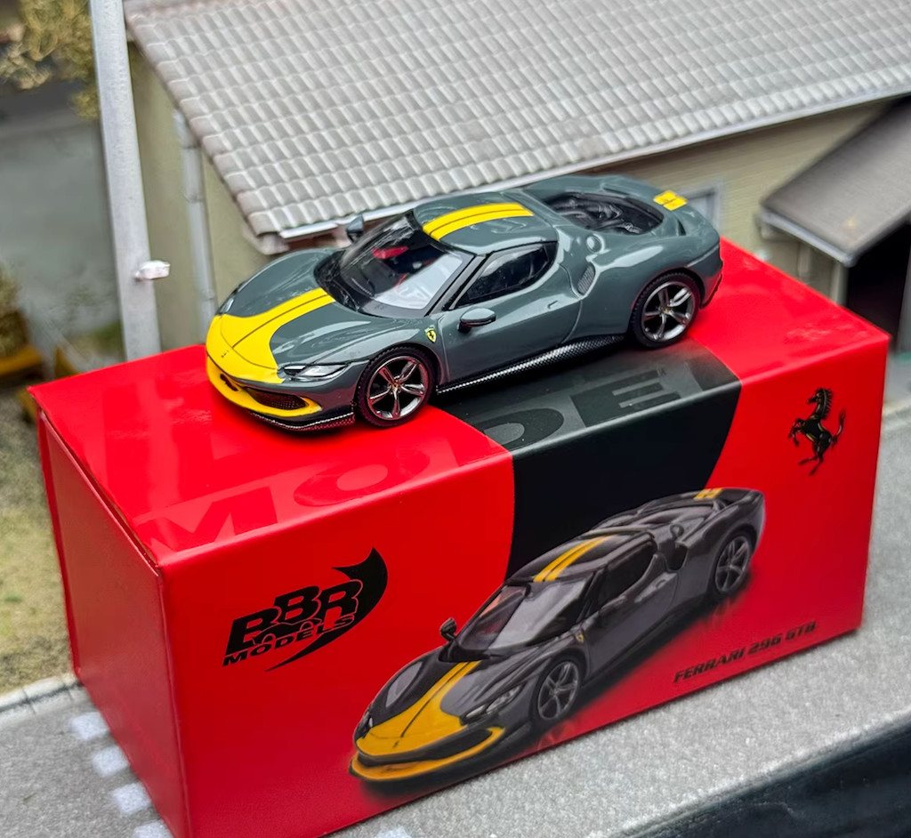 BBR 1:64 Gray 296 GTB Hard Top Racing Sports Model Diecast Display Car