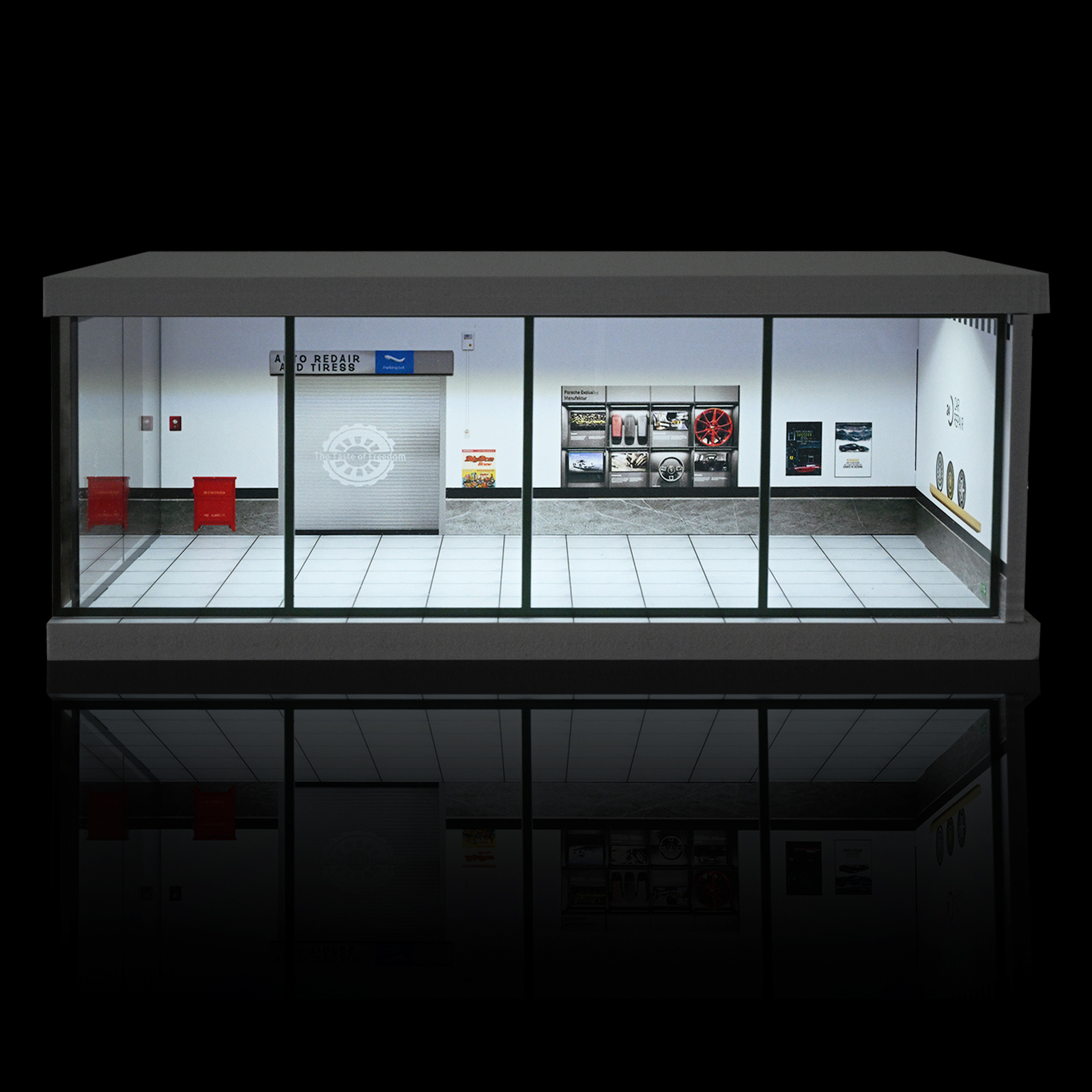 Diorama 1/64 Car Garage Model LED Lights City Car Showroom Scene Model Display