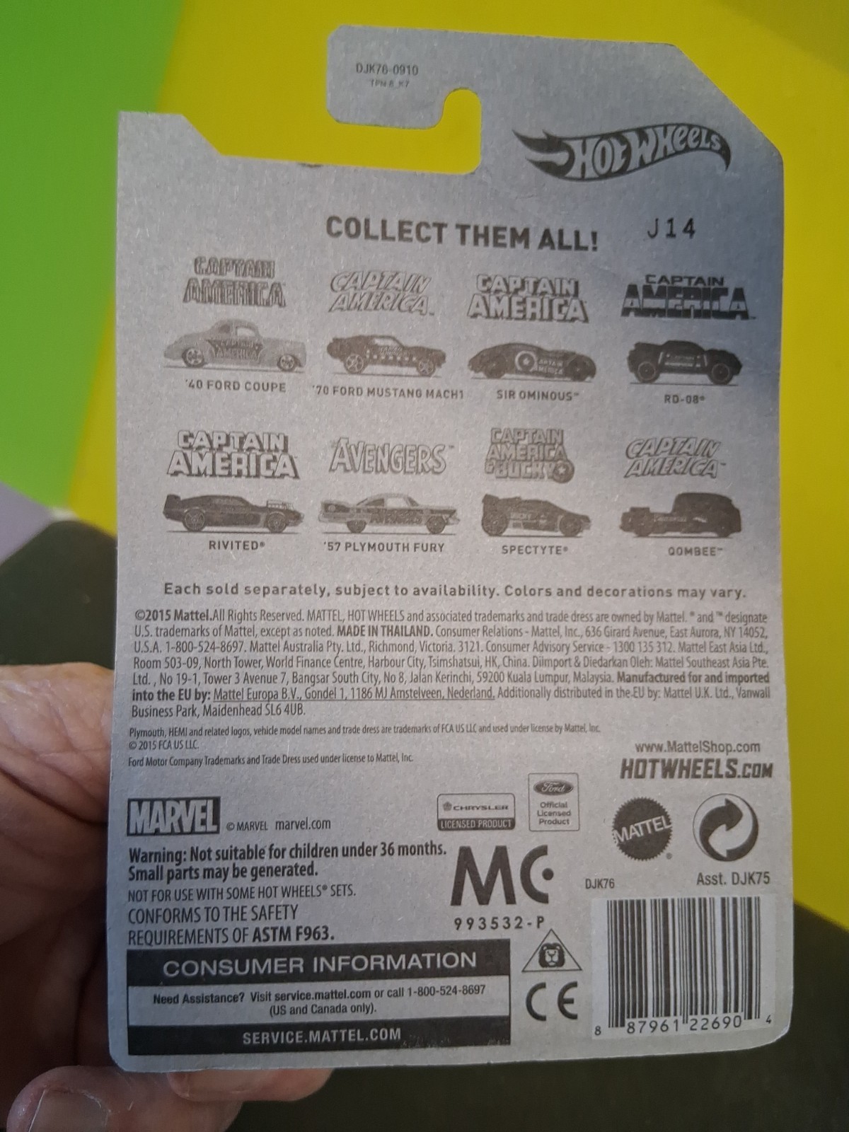 Hot Wheels Marvel Captain America The Winter Soldier Riveted 5/8