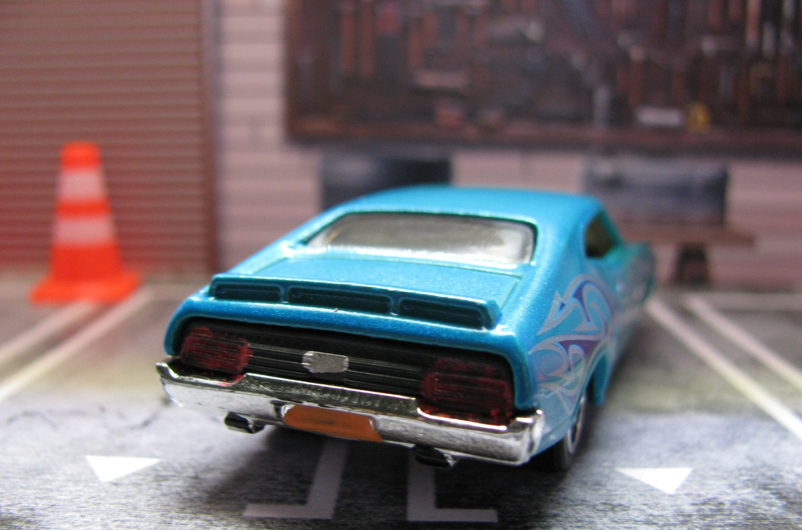 2011 Hot Wheels Blue Flames ’73 Ford Falcon XB Loose, w/Real Riders Wheel Swap