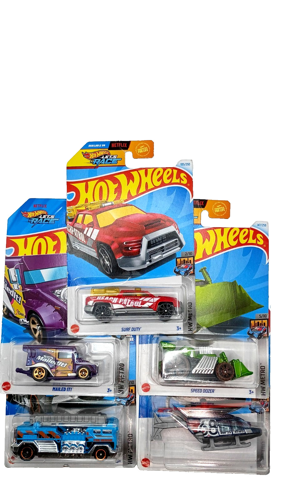 Lot of 5 Hot Wheels HW Metro Speed Dozer Propper Chopper 5 Alarm Surf Duty 281