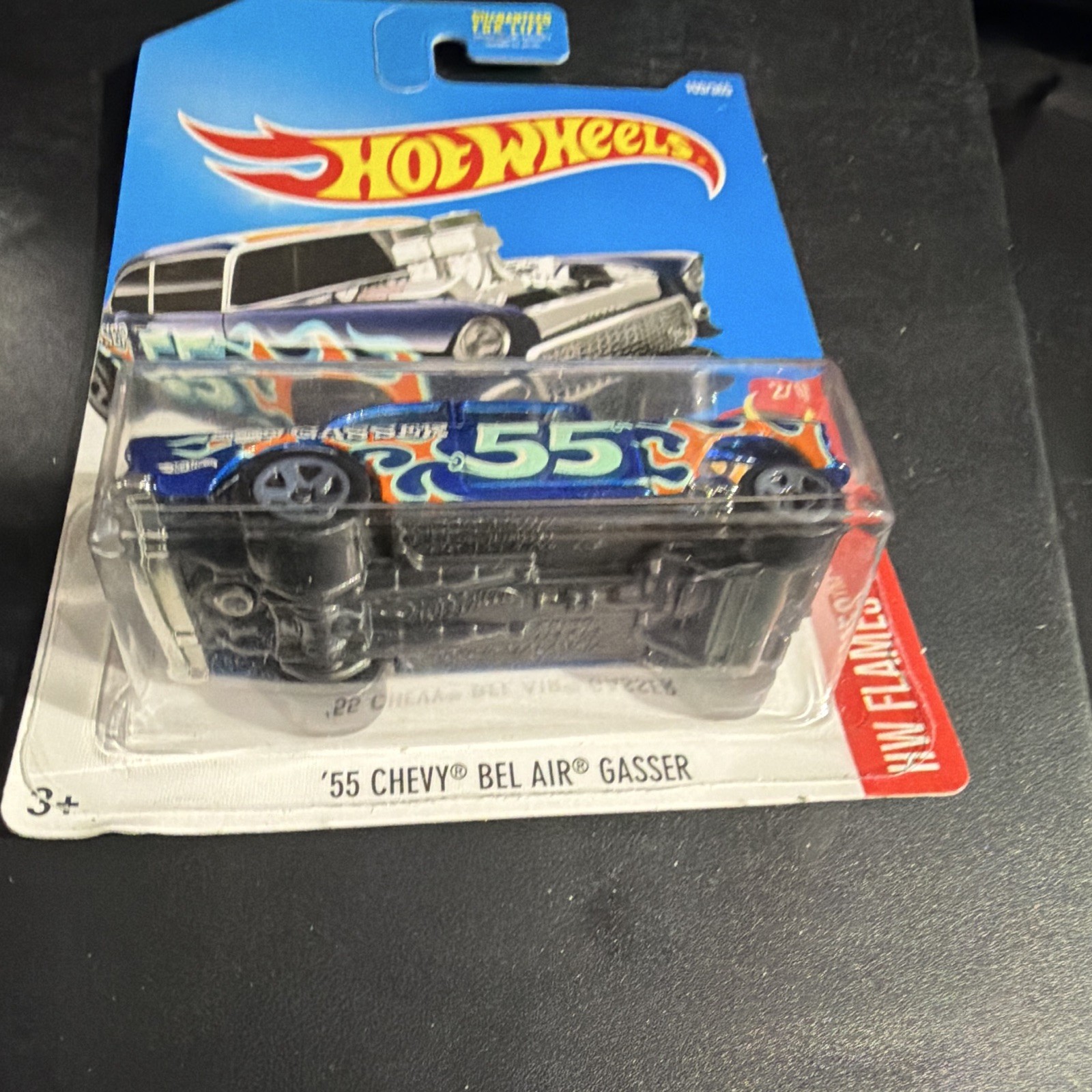 Hot Wheels ’55 Chevy Bel Air Gasser HW Flames 2/10 Blue 1:64 Diecast Unopened