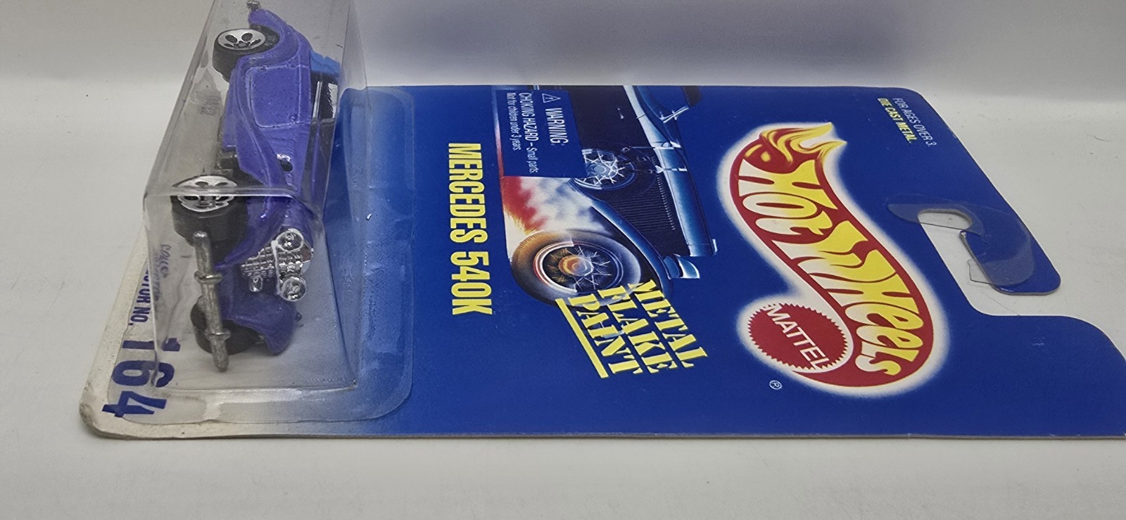 Hot Wheels Mid 1990s Blue Card #164 Mercedes 540K Mtflk Blue w/ BWs Red Flakes