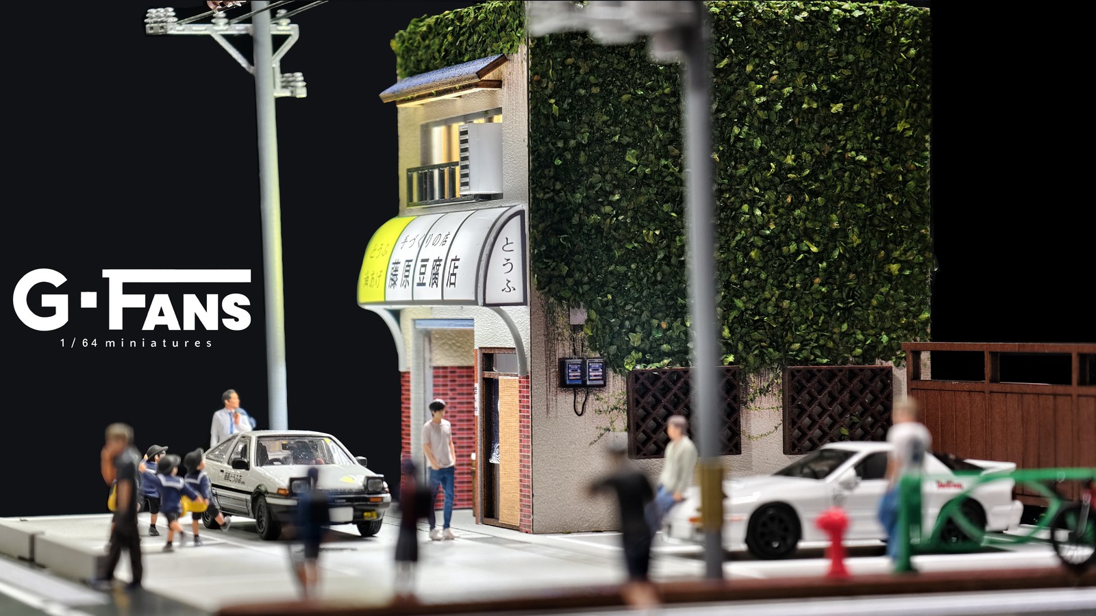 1/64 Diorama Model Car Garage Model LED Lighting City Building Scene Model Toy