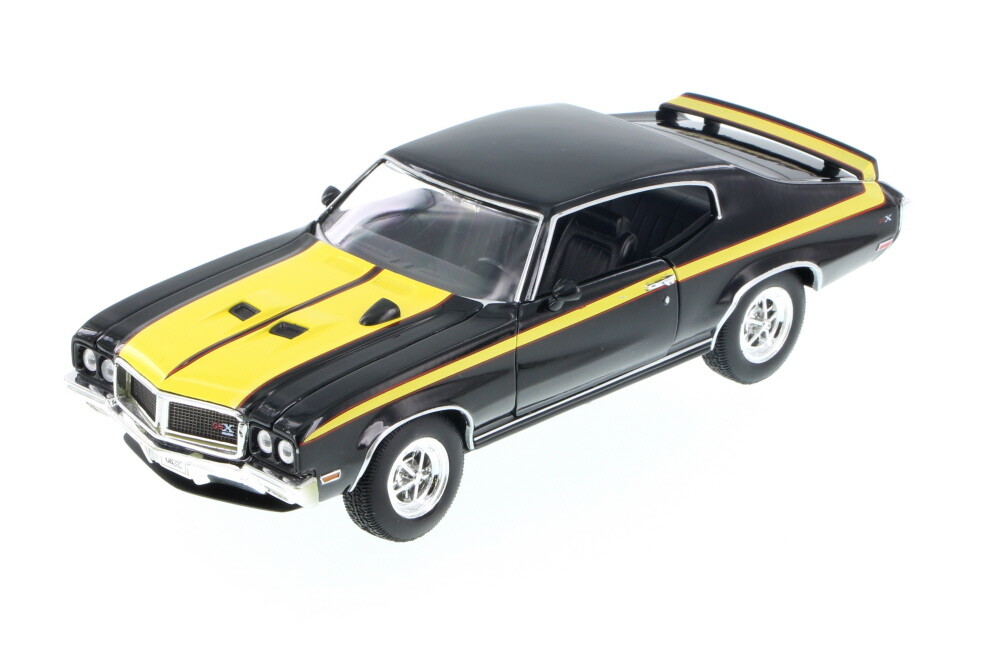 1970 BUICK GSX BLACK W/YELLOW DETAIL 1/24 SCALE DIECAST CAR BY WELLY 22433/4D