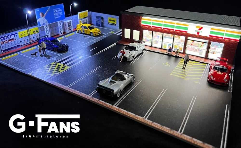1/64 Diorama Car Garage Model Building Backdrop Parking Lot Display Scene Model
