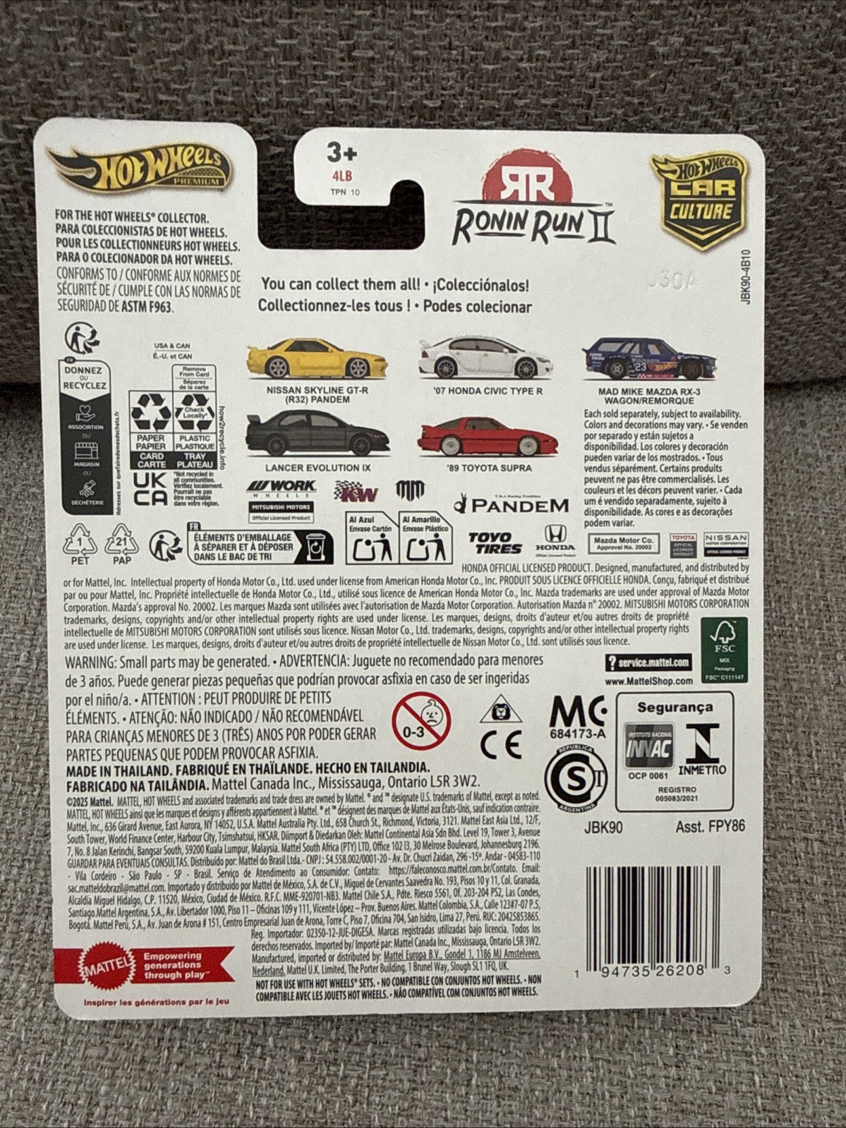 Hot Wheels 2025 Car Culture Mix M- Ronin Run II – Set of 5 Cars – FPY86-961M