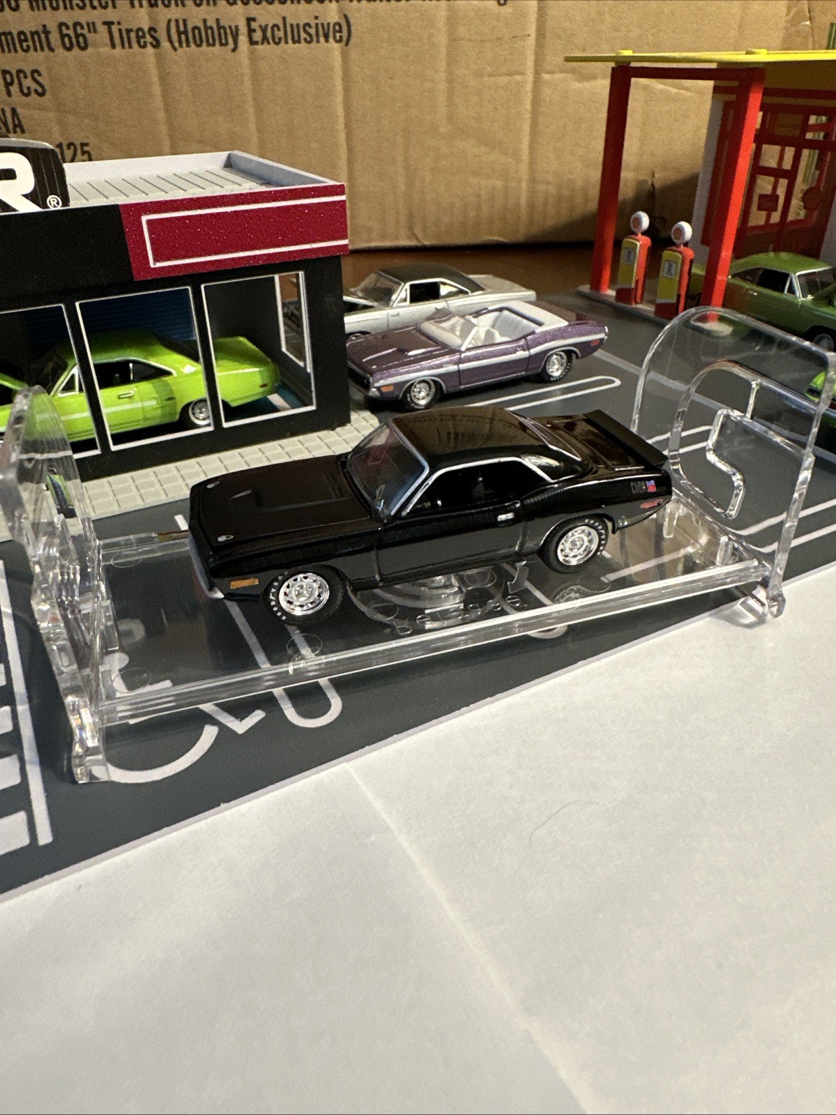 2025 Greenlight 1970 AAR Cuda Black With Stand 1/64 Adult Collectible