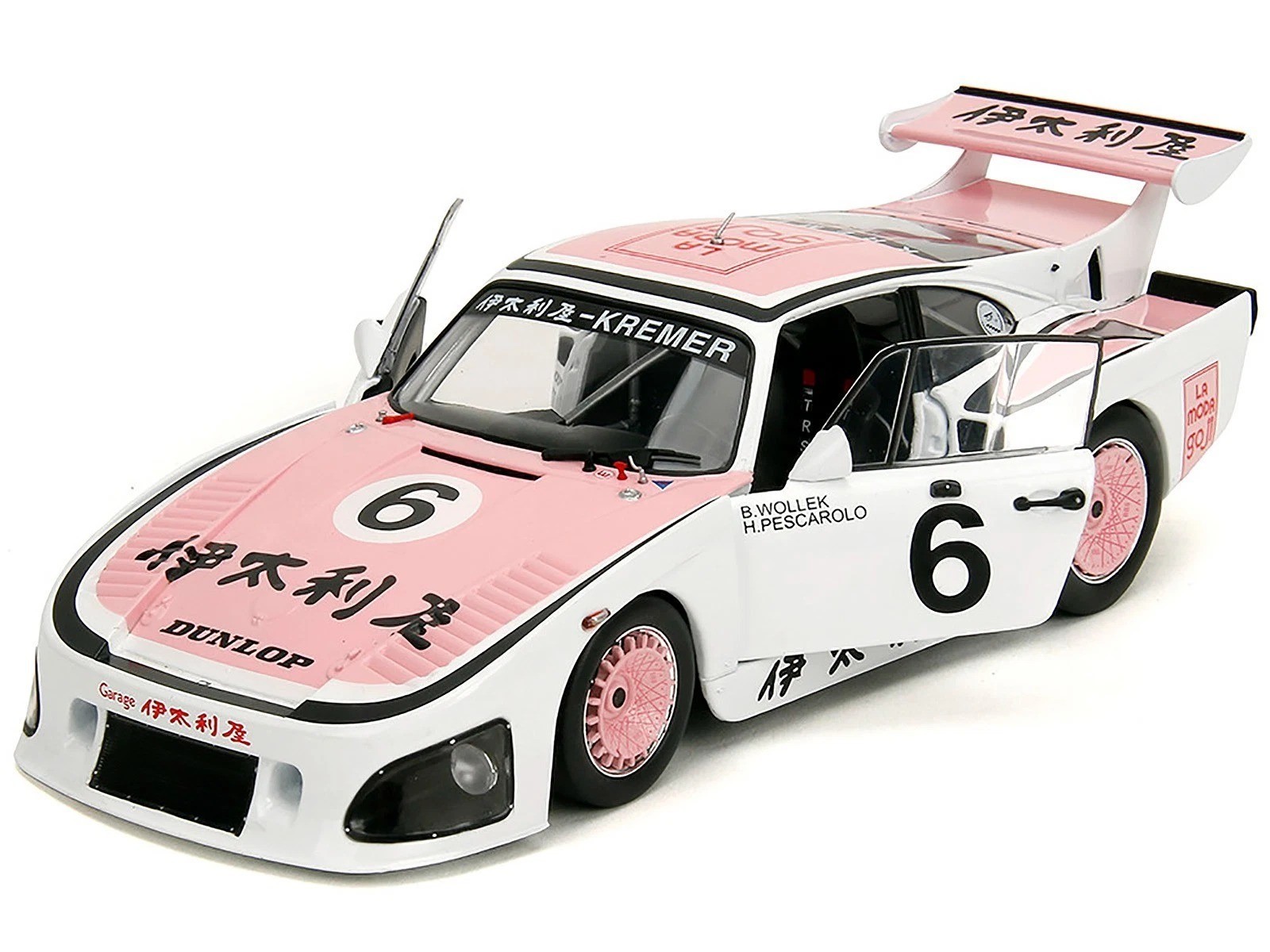 Jada 1:18 1981 Porsche 935 K3 – 1000KM Suzuka 1981 White/Pink Model Car 36386-7B