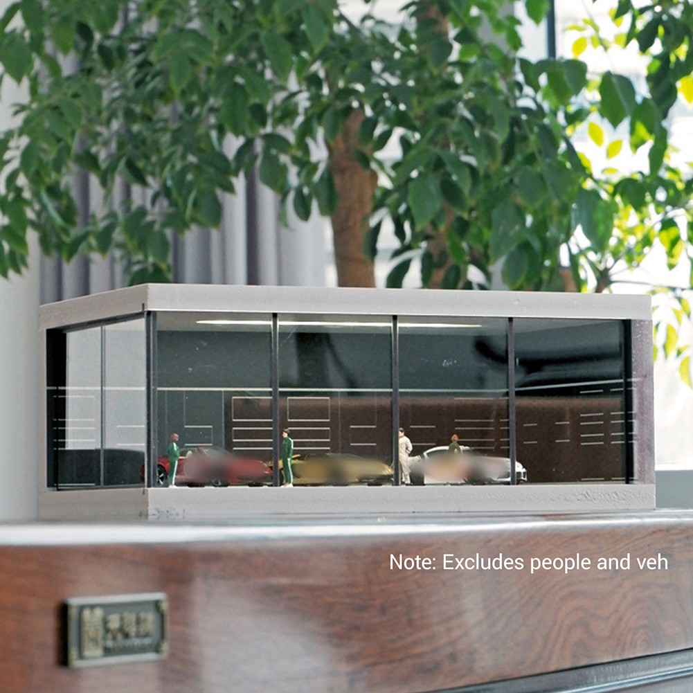Display Case for 1/64 Diecast Model Car LED Light Showroom Scene Garage