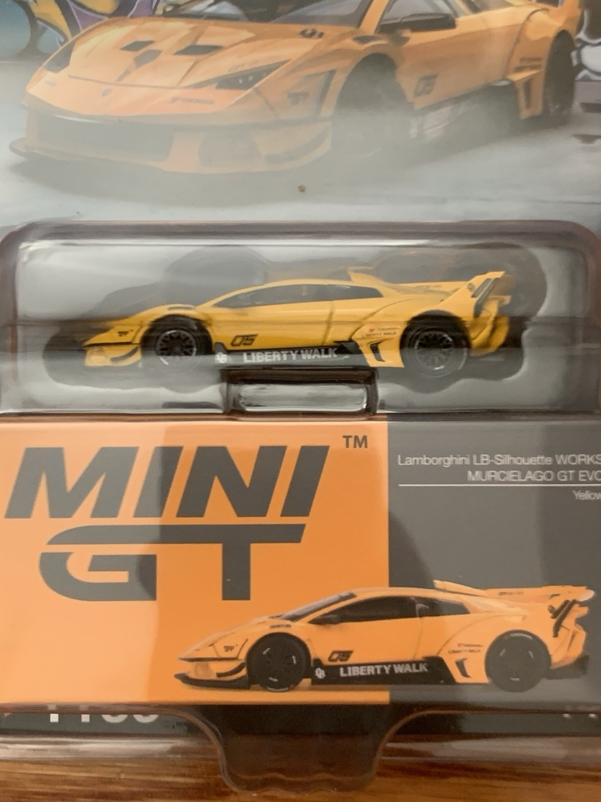 Mini GT 1:64 LB-Silhouette WORKS MURCIELAGO GT Evo – Yellow #1135 Liberty Walk