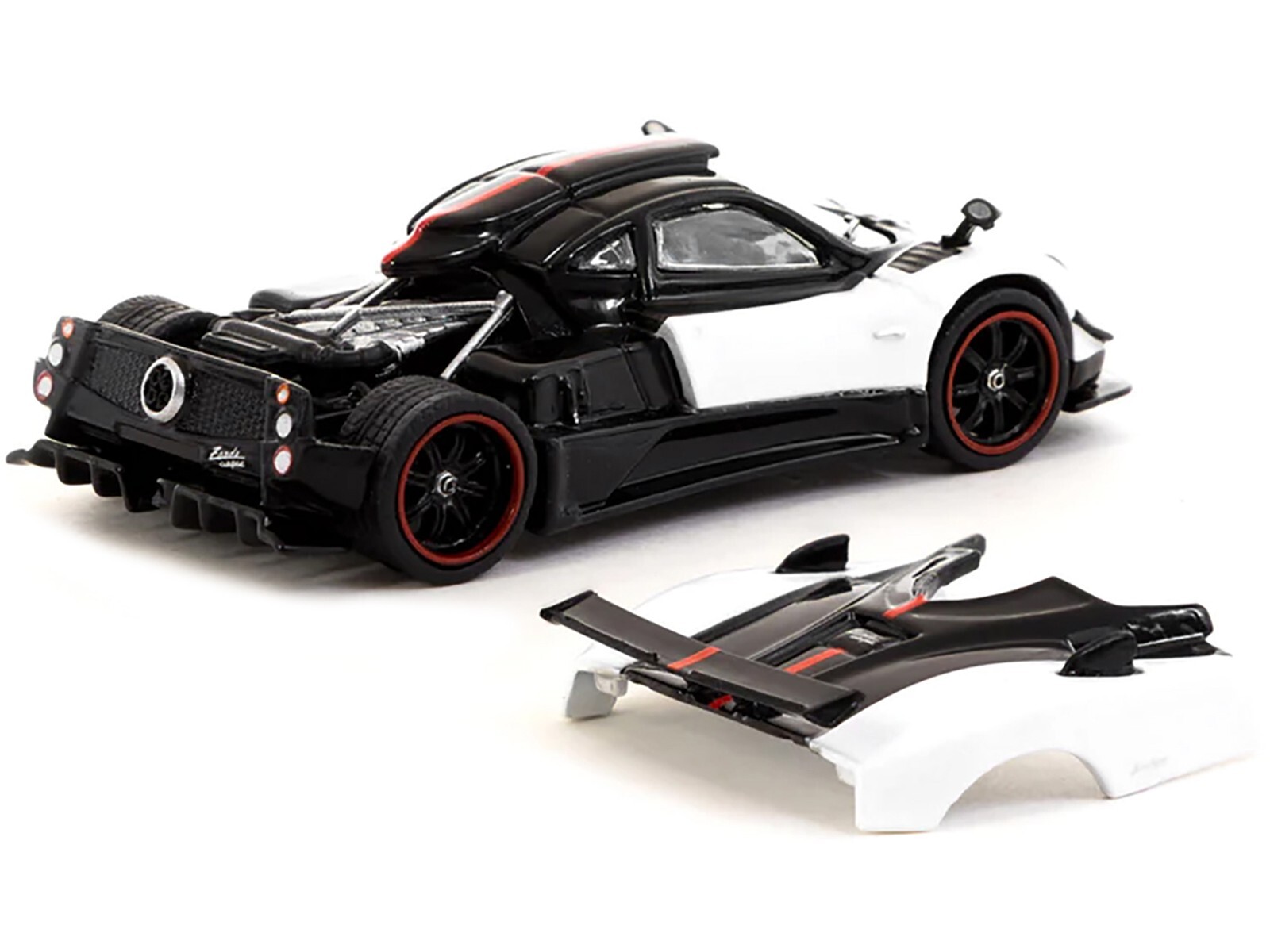 PAGANI ZONDA CINQUE WHITE & BLACK 1/64 DIECAST MODEL TARMAC WORKS T64G-TL021-WH