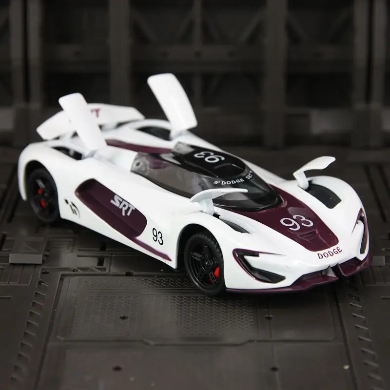 1:32 Dodge Tomahawk SRT V10 Diecast Light Sound Pull Back Collectible Toy Gift