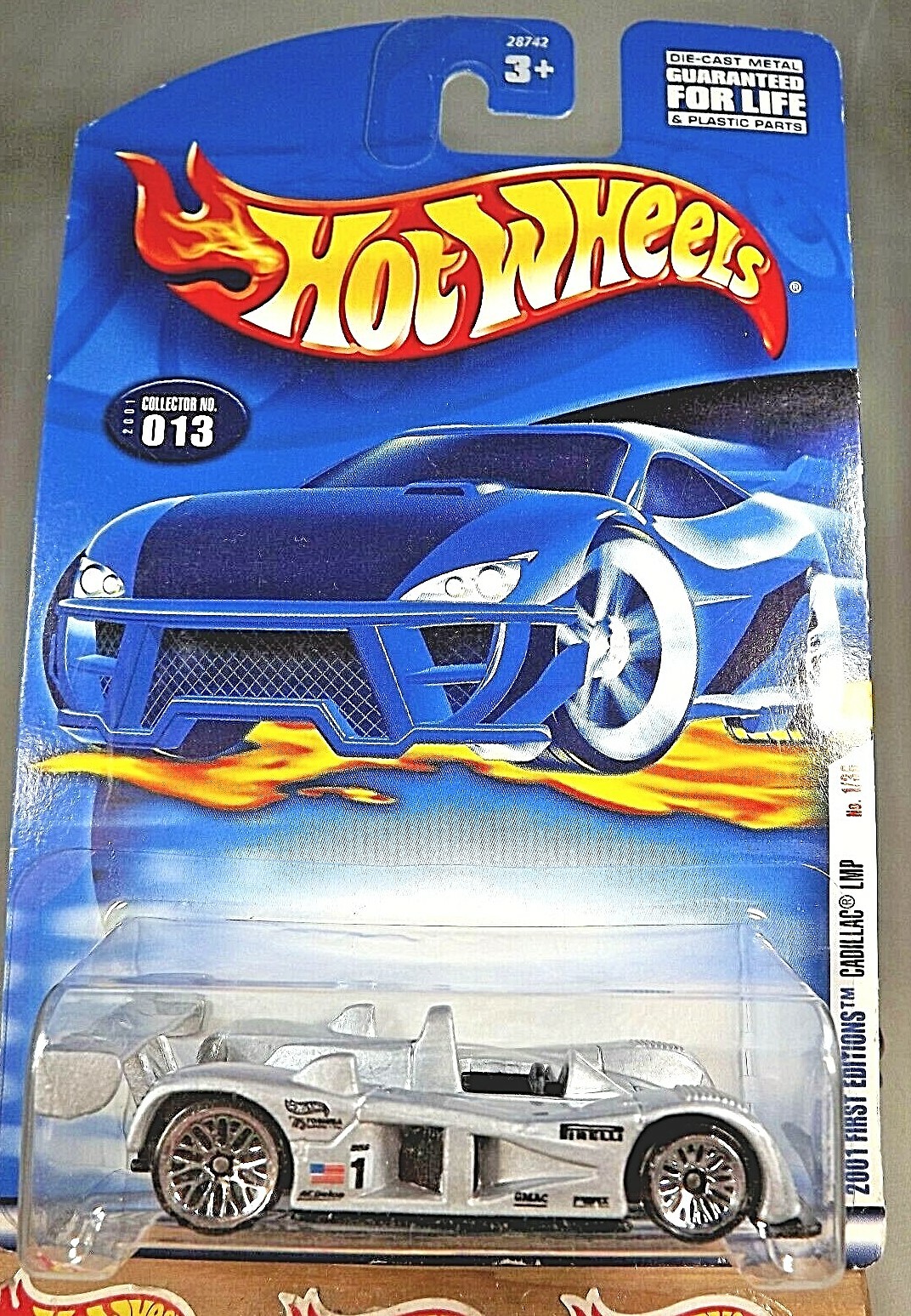 2001 Hot Wheels #13 First Editions 1/36 CADILLAC LMP Silver w/Chrome Lace Wheels