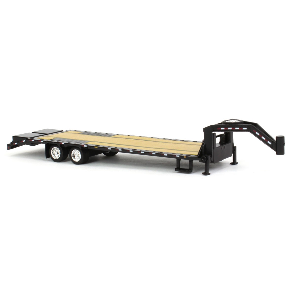 Greenlight 1/64 Gooseneck Trailer Black with Red White Conspicuity Stripes 30390