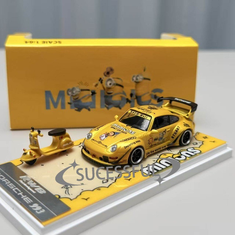 2 Pack RWB Widebody 964 & 993 Minion Design 1/64 Diecast Car Collection