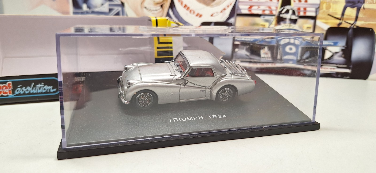 JOUEF EVOLUTION – TRIUMPH TR3A HARD TOP – METALIC GREY – 1/43 SCALE MODEL CAR
