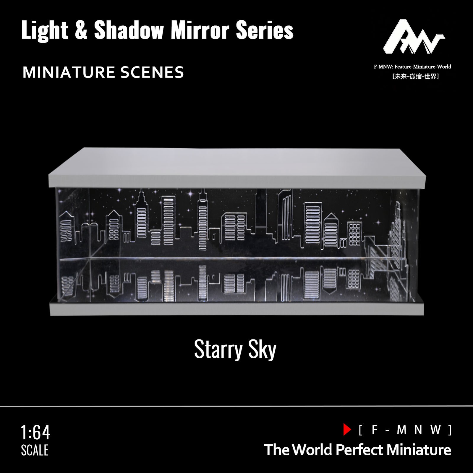 1/64 Diorama Mirror Garage Model 3-Color LED Parking Lot Display Case Building