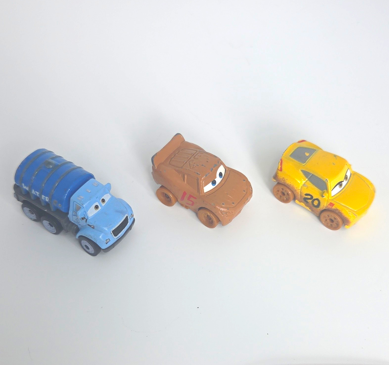 Disney Pixar MINI RACERS Diecast Lot of 3 MR. DRIPPY, MUDDY MCQUEEN & MUDDY CRUZ