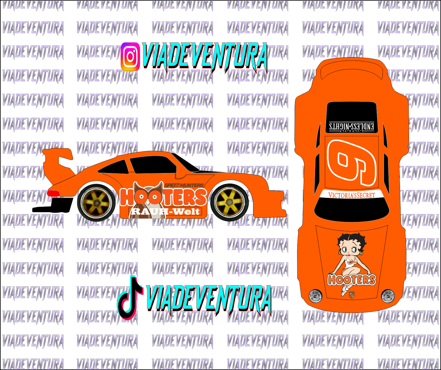 Hooters 1/64 Porsche RWB WHITE TONER Universal Waterslide Decal for Hot