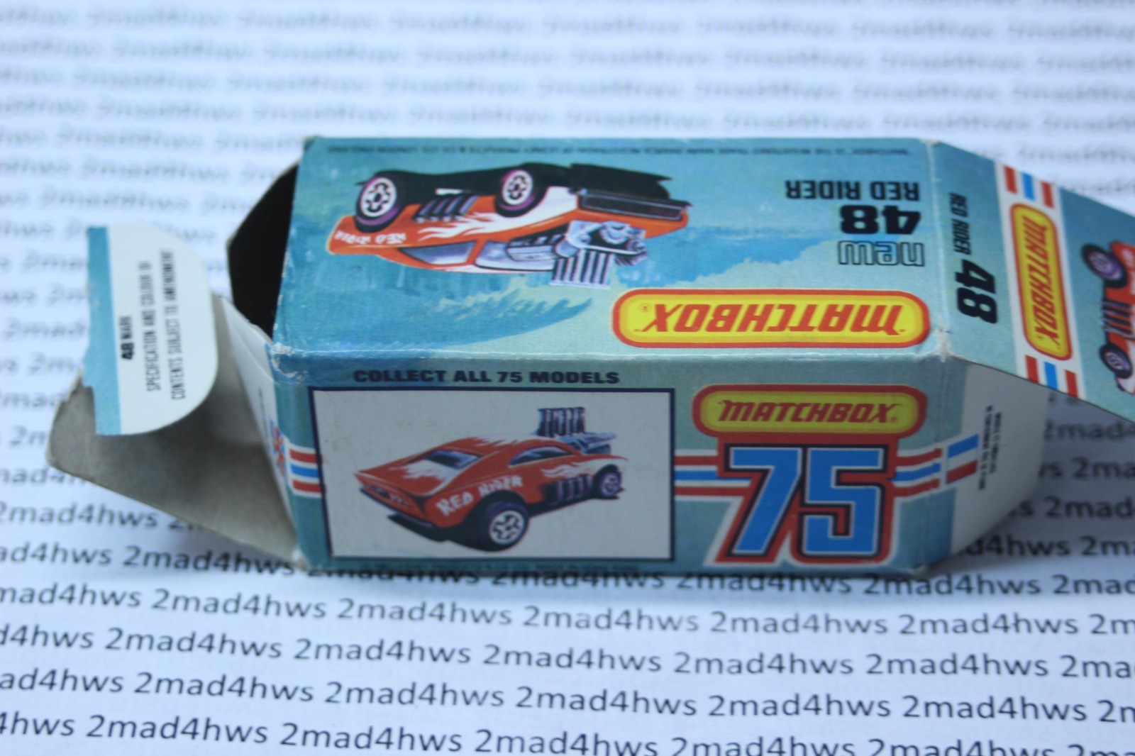 MATCHBOX LESNEY SUPERFAST MB48 RED RIDER- RARE USA PICTURE BOX, BOXED VINTAGE