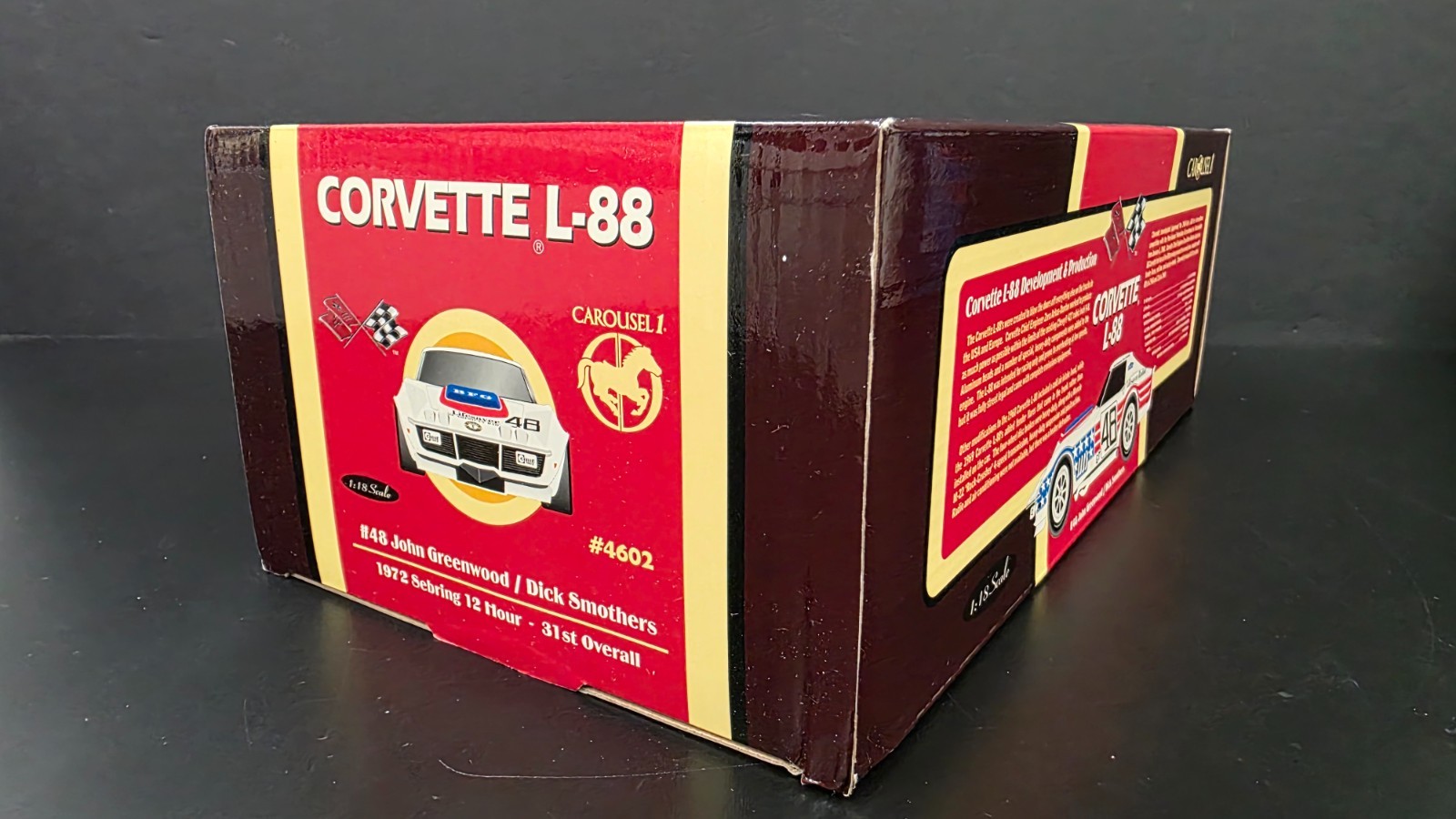 CAROUSEL 1 #48 CORVETTE L-88 JOHN GREENWOOD DICK SMOTHERS 1972 SEBRING 1:18 SR