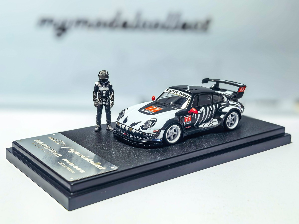 MC 1:64 Porsche RWB 993 High Wing White Bone Dragon Model Diecast Metal Car